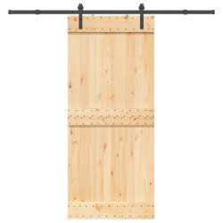 Porte coulissante et kit de quincaillerie 90x210 cm pin massif 