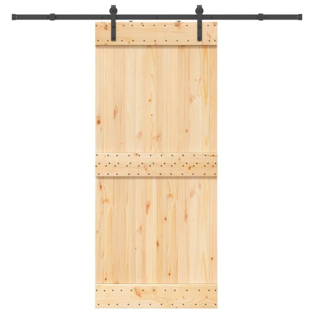Porte coulissante et kit de quincaillerie 90x210 cm pin massif 