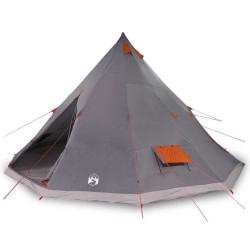 Tente de famille tipi grise et orange, imperméable, pour 12 personnes. 