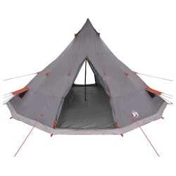 Tente de famille tipi grise et orange, imperméable, pour 12 personnes. 
