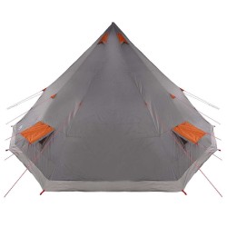 Tente de famille tipi grise et orange, imperméable, pour 12 personnes. 