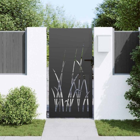 Porte de Jardin Noir 105 x 175 cm Acier peint par poudre 