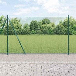 Clôture en fil soudé avec 13 poteaux flanqués Vert 1.6x25 m Acier 