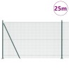 Clôture en fil soudé avec 13 poteaux flanqués Vert 1.6x25 m Acier 