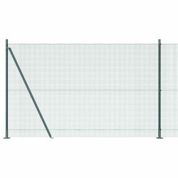 Clôture en fil soudé avec 13 poteaux flanqués Vert 1.6x25 m Acier 
