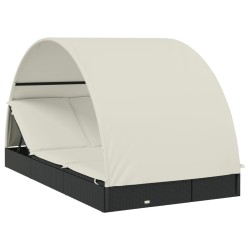 Transat 2 places avec toit rond noir 211x112x140 cm 