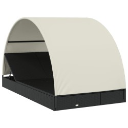 Transat 2 places avec toit rond noir 211x112x140 cm 