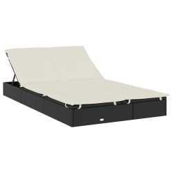 Transat 2 places avec toit rond noir 211x112x140 cm 