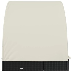 Transat 2 places avec toit rond noir 211x112x140 cm 