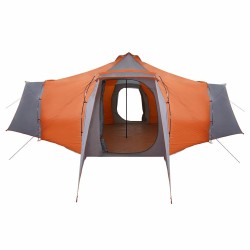 Tente avec toit avec évent Gris et orange 492 x 492 x 275 cm Polyester 