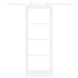 Porte Coulissante avec Set de Matériel 'ORKDAL'Bois Massif et Verre Blanc 