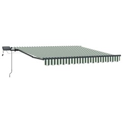 Auvent Rétractable Manuel avec LED Vert et Blanc 350x250 cm 