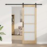 Porte Coulissante avec Kit de Quincaillerie 'ORKDAL'Bois Massif & Verre 