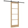 Porte Coulissante avec Kit de Quincaillerie 'ORKDAL'Bois Massif & Verre 