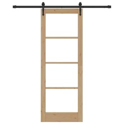 Porte Coulissante avec Ensemble de Quincaillerie 78x211 cm Bois Massif Pin 