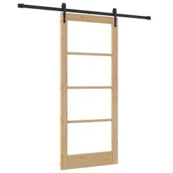 Porte coulissante avec kit de quincaillerie 86x198.5 cm en bois massif en pin 