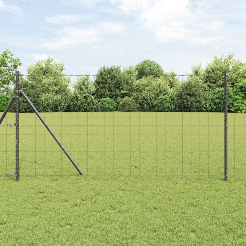 Clôture Euro avec 13 poteaux 1,2 x 25 m en acier galvanisé gris 