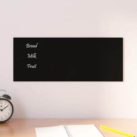 Tableau noir magnétique mural Noir 50x20 cm Verre trempé 