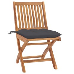 Chaises de jardin lot de 2 et coussins anthracite Bois de teck 