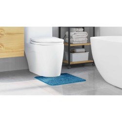 Tapis de bain U en forme de U bleu 50x50 cm en polypropylène antidérapant 