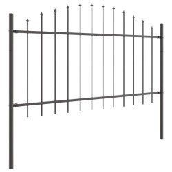 Clôture de jardin gris avec dessus arqué, 6,8 x 1 mètre en acier 