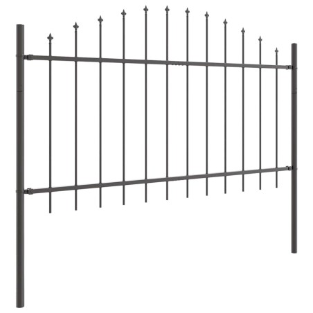 Clôture de jardin gris avec dessus arqué, 6,8 x 1 mètre en acier 