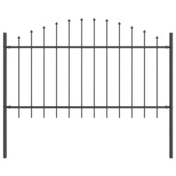Clôture de jardin gris avec dessus arqué, 6,8 x 1 mètre en acier 