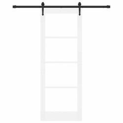 Ensemble de porte coulissante avec quincaillerie blanche 78x211 cm en bois massif de pin 