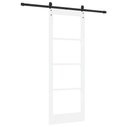 Ensemble de porte coulissante avec quincaillerie blanche 78x211 cm en bois massif de pin 