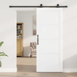 Porte coulissante avec quincaillerie blanche 83x202 cm Bois massif de pin 