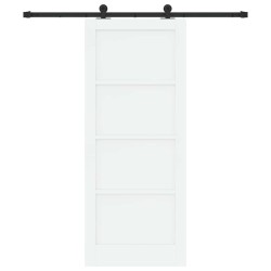 Porte coulissante avec quincaillerie blanche 83x202 cm Bois massif de pin 
