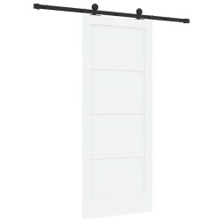 Porte coulissante avec quincaillerie blanche 83x202 cm Bois massif de pin 