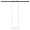 Porte coulissante avec kit de matériel 'ORKDAL'en bois massif blanc et verre 