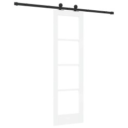 Porte coulissante avec kit de matériel 'ORKDAL'en bois massif blanc et verre 