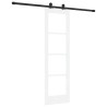 Porte coulissante avec kit de matériel 'ORKDAL'en bois massif blanc et verre 