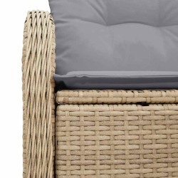 Canapé de jardin 2 places avec coussins Beige en poly rotin 