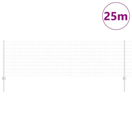 Clôture Euro avec 11 poteaux en U Argent 0,8x25 m Acier 