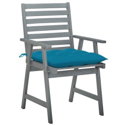 Chaises à manger d'extérieur lot de 3 et coussins Acacia massif 