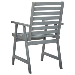 Chaises à manger d'extérieur lot de 3 et coussins Acacia massif 