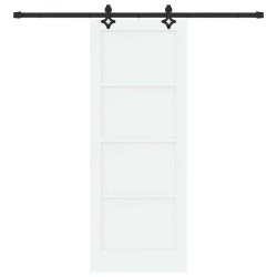 Porte coulissante avec quincaillerie blanche 78x202 cm en bois massif de pin 