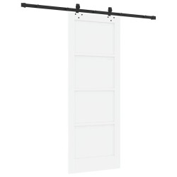Porte coulissante avec quincaillerie blanche 78x202 cm en bois massif de pin 