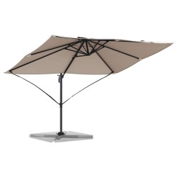 Parasol Cantilever Roma en taupe, 352x251x260 cm en aluminium 