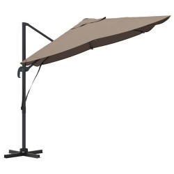 Parasol Cantilever Roma en taupe, 352x251x260 cm en aluminium 