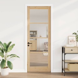 Porte intérieure avec verre "ORKDAL" 83x232x4 cm en bois massif de pin 