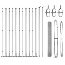 Clôture en Fil Soudé avec 13 Poteaux Flangés 1x25 m Acier Galvanisé 