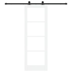 Porte coulissante avec quincaillerie 'ORKDAL'en bois massif blanc et verre 
