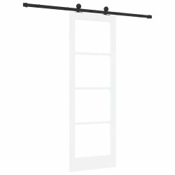 Porte coulissante avec quincaillerie 'ORKDAL'en bois massif blanc et verre 