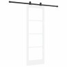 Porte coulissante avec quincaillerie 'ORKDAL'en bois massif blanc et verre 