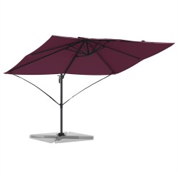 Parasol déporté Roma Rouge Bordeaux 352x251x260 cm en aluminium 