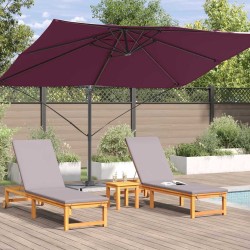 Parasol déporté Roma Rouge Bordeaux 352x251x260 cm en aluminium 